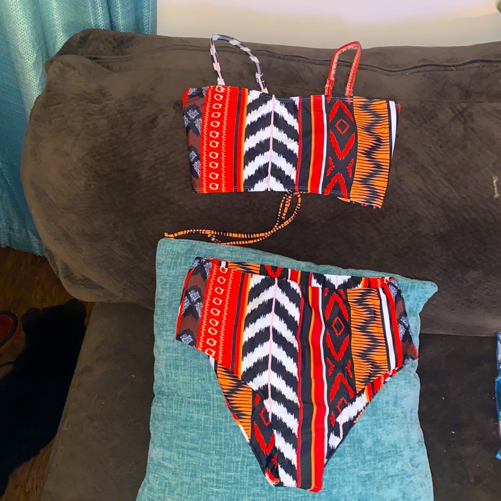 Bikini,new,med,removable straps,high waist bottom